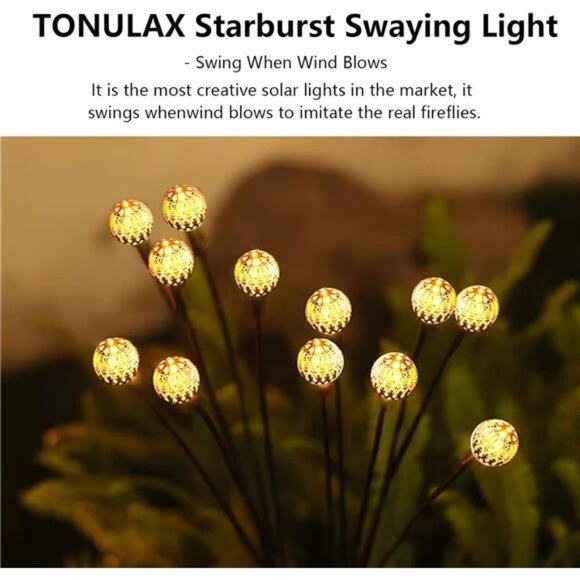 Solar Garden Lights 2-Pack, New Upgraded - Swaying with The Wind - Picture 5 of 7